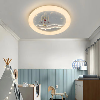 Kids Room Round Rocket Dimmable LED Flush Mount Light Zawala Image - 4