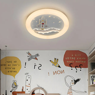 Kids Room Round Rocket Dimmable LED Flush Mount Light Zawala Image - 5