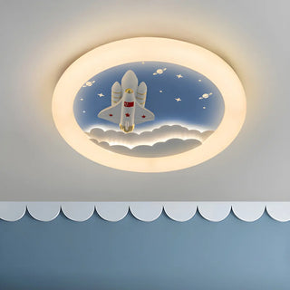 Kids Room Round Rocket Dimmable LED Flush Mount Light Zawala Image - 7