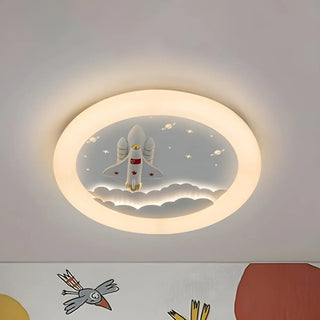 Kids Room Round Rocket Dimmable LED Flush Mount Light Zawala Image - 8
