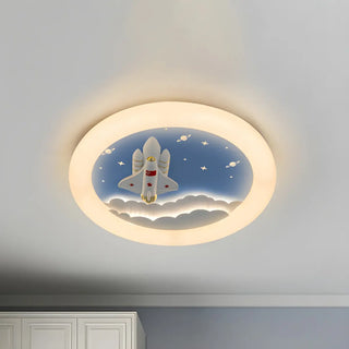 Kids Room Round Rocket Dimmable LED Flush Mount Light Zawala Image - 9