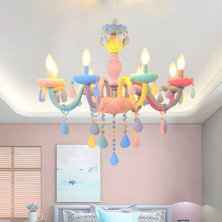 Colorful Resin Kids Room Chandelier with 5 Lights Image - 1