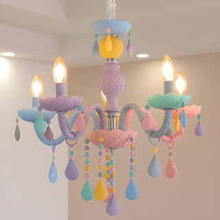 Colorful Resin Kids Room Chandelier with 5 Lights Image - 2