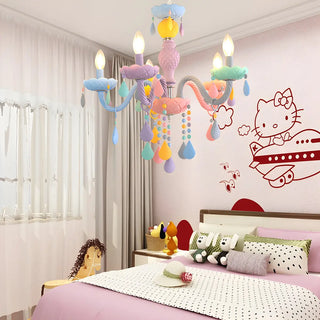 Colorful Resin Kids Room Chandelier with 5 Lights Image - 7