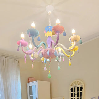 ZOWALA - Kids Room Pastel Carved Candelabra Up Chandelier