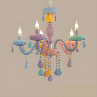 ZOWALA - Kids Room Pastel Carved Candelabra Up Chandelier