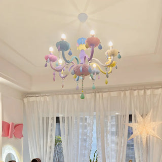 ZOWALA - Kids Room Pastel Carved Candelabra Up Chandelier