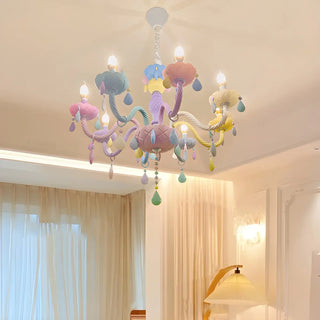 ZOWALA - Kids Room Pastel Carved Candelabra Up Chandelier