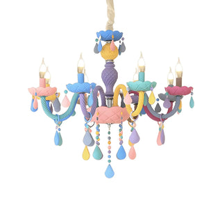 ZOWALA - Kids Room Pastel Carved Candelabra Up Chandelier