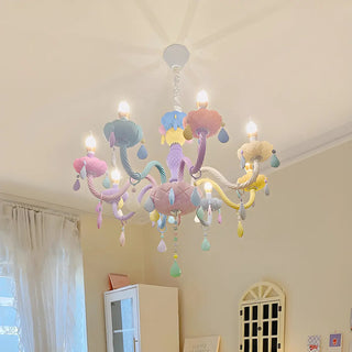 ZOWALA - Kids Room Pastel Carved Candelabra Up Chandelier