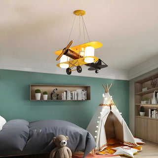ZOWALA - Kids Room Yellow Airplane 2-Light Ceiling Light