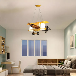 ZOWALA - Kids Room Yellow Airplane 2-Light Ceiling Light
