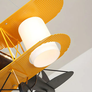 ZOWALA - Kids Room Yellow Airplane 2-Light Ceiling Light