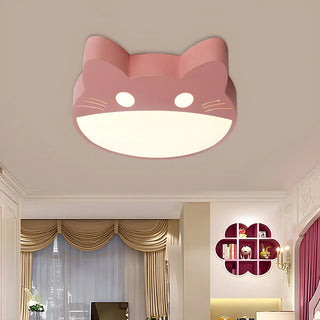 Kids Room Yellow Cat Shape LED Flush Mount Ceiling Lamp Image - 11