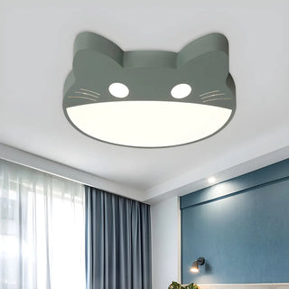 Kids Room Yellow Cat Shape LED Flush Mount Ceiling Lamp Image - 6