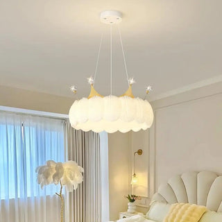 Round Feather Orb Kids Room Chandelier Image - 1