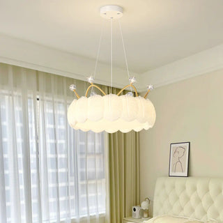 Round Feather Orb Kids Room Chandelier Image - 4
