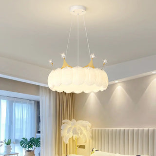 Round Feather Orb Kids Room Chandelier Image - 5
