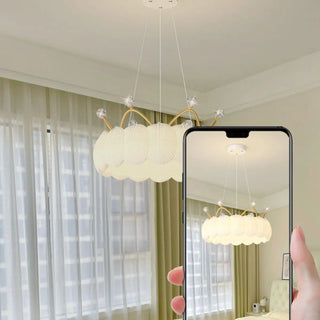 Round Feather Orb Kids Room Chandelier Image - 6