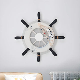 Coastal Rudder Resin Kids Room Blue Warm Light Wall Sconce Zawala Image - 6