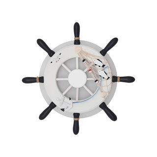 Coastal Rudder Resin Kids Room Blue Warm Light Wall Sconce Zawala Image - 7