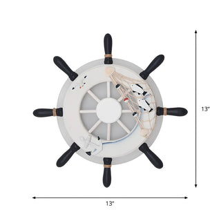 Coastal Rudder Resin Kids Room Blue Warm Light Wall Sconce Zawala Image - 9