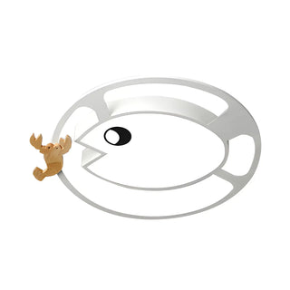 ZOWALA - Kids Small Wood Shrimp Fish White LED Flush Mount Light Image - 9
