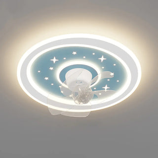 Kids Room Sleek Star-Themed Round Ceiling Fan Light Image - 7