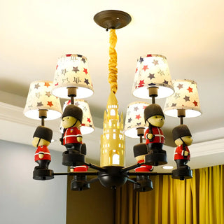 ZOWALA - Cartoon Soldier Star Castle Fabric Kids Room Chandelier Image - 1