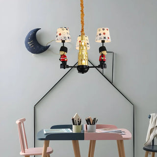 ZOWALA - Cartoon Soldier Star Castle Fabric Kids Room Chandelier Image - 16