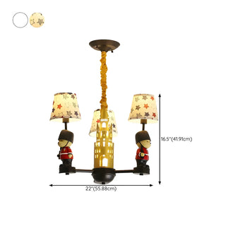 ZOWALA - Cartoon Soldier Star Castle Fabric Kids Room Chandelier #size