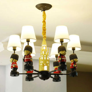 ZOWALA - Cartoon Soldier Star Castle Fabric Kids Room Chandelier Image - 2