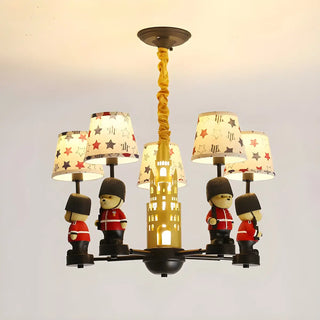 ZOWALA - Cartoon Soldier Star Castle Fabric Kids Room Chandelier Image - 4