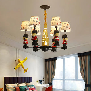 ZOWALA - Cartoon Soldier Star Castle Fabric Kids Room Chandelier Image - 5