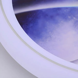 ZOWALA - Kids Space-Theme Blue Round LED Flush Mount Light Image - 12