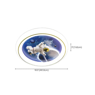 ZOWALA - Kids Space-Theme Blue Round LED Flush Mount Light #size