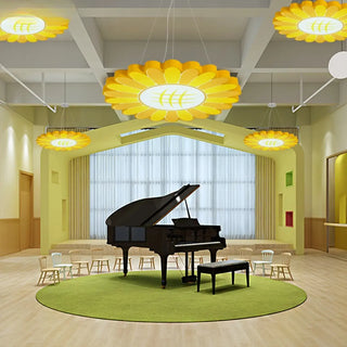 ZOWALA - Yellow Flower Round Acrylic LED Kids Room Chandelier Image - 1