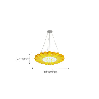 ZOWALA - Yellow Flower Round Acrylic LED Kids Room Chandelier Image - 10
