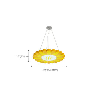 ZOWALA - Yellow Flower Round Acrylic LED Kids Room Chandelier Image - 11