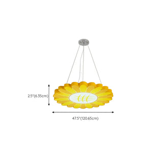 ZOWALA - Yellow Flower Round Acrylic LED Kids Room Chandelier Image - 12