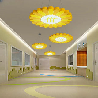 ZOWALA - Yellow Flower Round Acrylic LED Kids Room Chandelier Image - 2