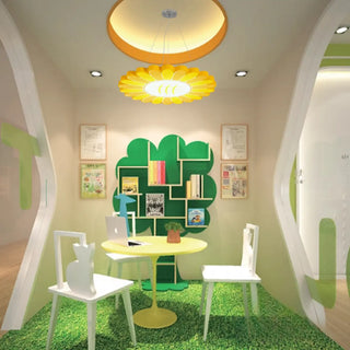 ZOWALA - Yellow Flower Round Acrylic LED Kids Room Chandelier Image - 3