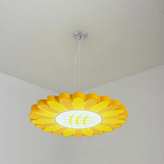 ZOWALA - Yellow Flower Round Acrylic LED Kids Room Chandelier Image - 5