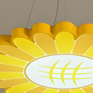 ZOWALA - Yellow Flower Round Acrylic LED Kids Room Chandelier Image - 6