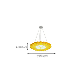 ZOWALA - Yellow Flower Round Acrylic LED Kids Room Chandelier #size