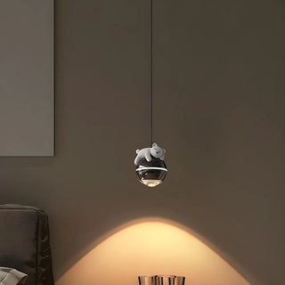 ZOWALA - Modern Children Room White Bear Metal Globe Pendant Light Image - 2