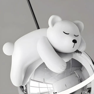 ZOWALA - Modern Children Room White Bear Metal Globe Pendant Light Image - 7