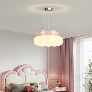 ZOWALA - White Cloud Crown Crystal Acrylic LED Kids Room Chandelier Image - 1