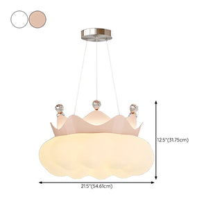 ZOWALA - White Cloud Crown Crystal Acrylic LED Kids Room Chandelier Image - 13