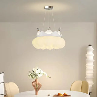 ZOWALA - White Cloud Crown Crystal Acrylic LED Kids Room Chandelier Image - 2